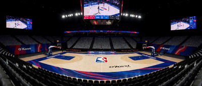 okooo澳客篮球比赛场馆内NBA赛场全景画面